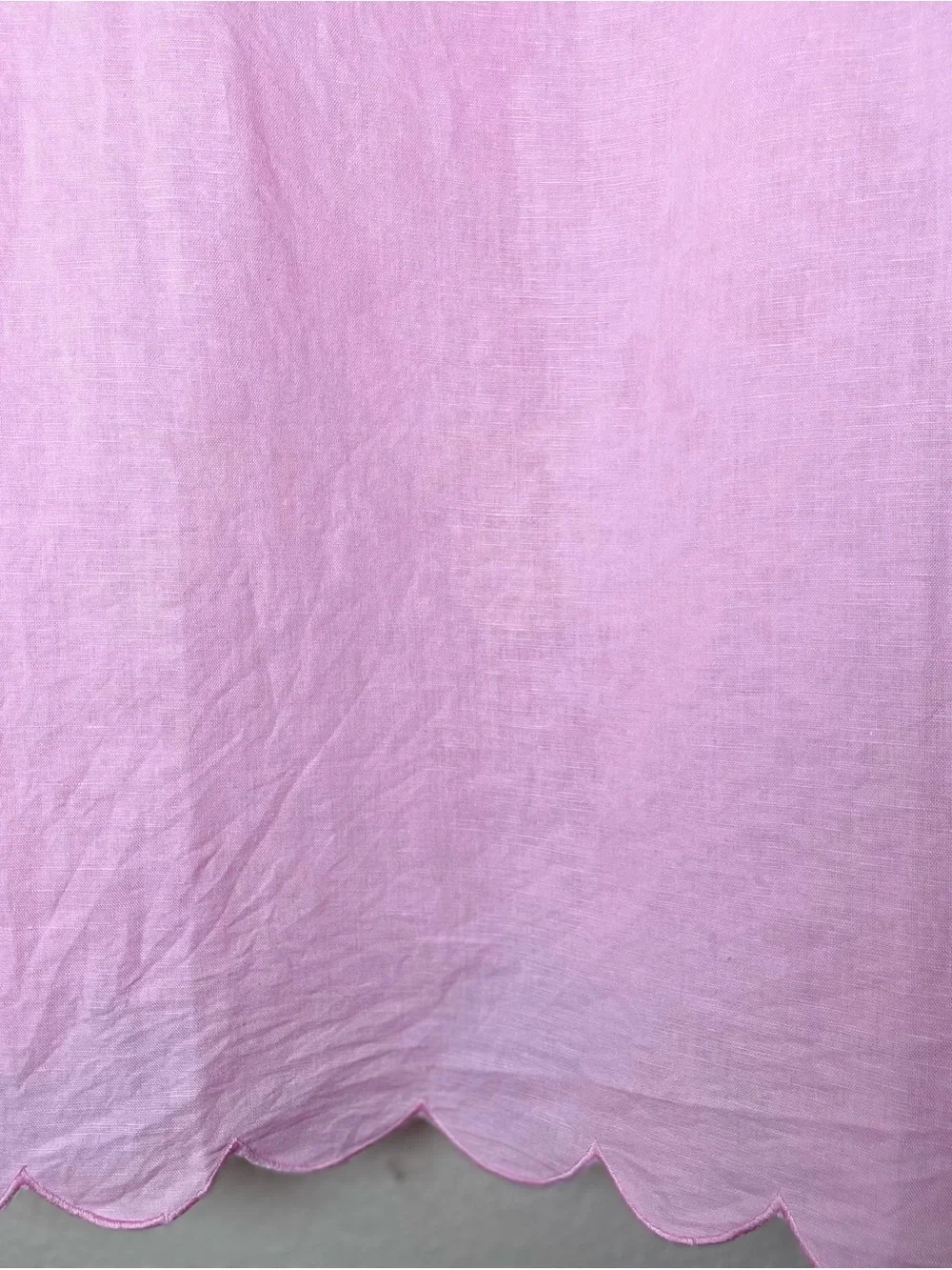 J. Crew Light Pink Scallop-Trim Linen RichTunic